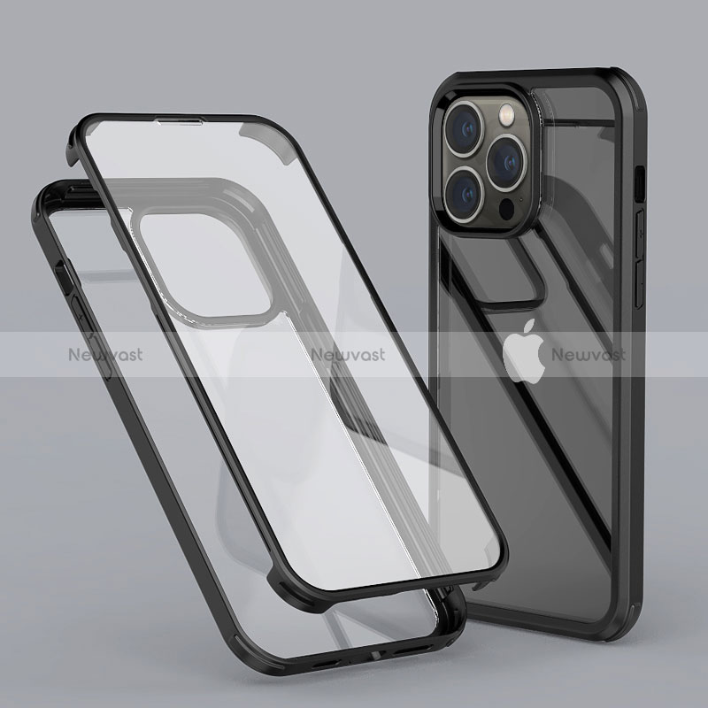 Ultra-thin Transparent Gel Soft Matte Finish Front and Back Case 360 Degrees Cover LK1 for Apple iPhone 13 Pro Max Black