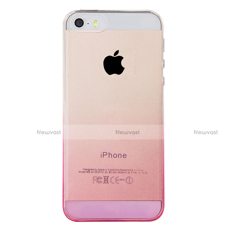 Ultra-thin Transparent Gradient Soft Cover for Apple iPhone 5 Pink