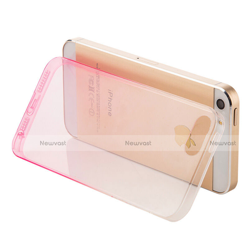 Ultra-thin Transparent Gradient Soft Cover for Apple iPhone 5 Pink