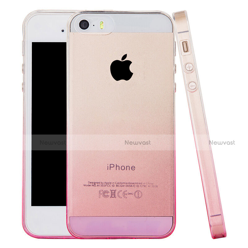 Ultra-thin Transparent Gradient Soft Cover for Apple iPhone 5S Pink