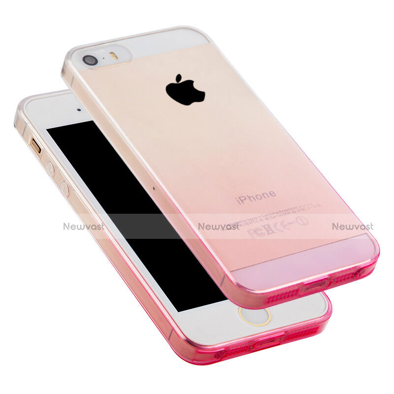 Ultra-thin Transparent Gradient Soft Cover for Apple iPhone 5S Pink