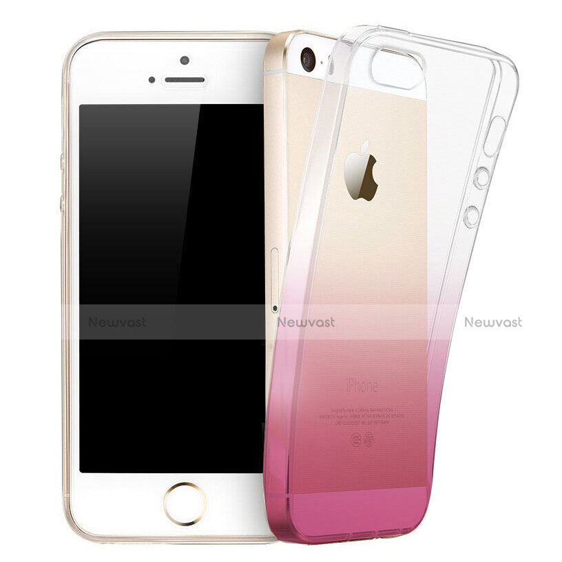 Ultra-thin Transparent Gradient Soft Cover for Apple iPhone SE Pink