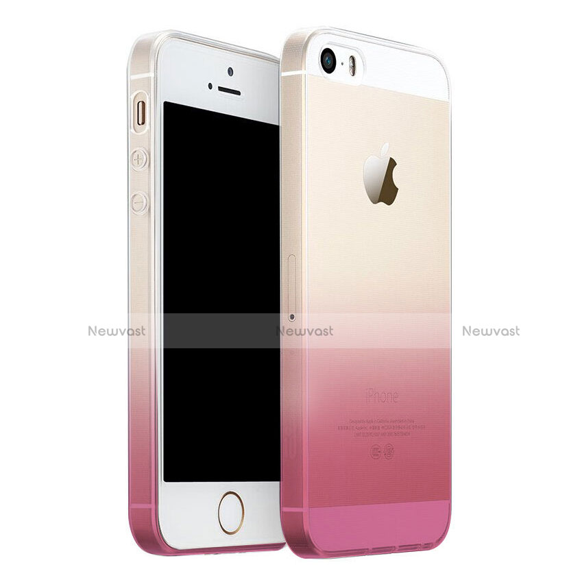 Ultra-thin Transparent Gradient Soft Cover for Apple iPhone SE Pink