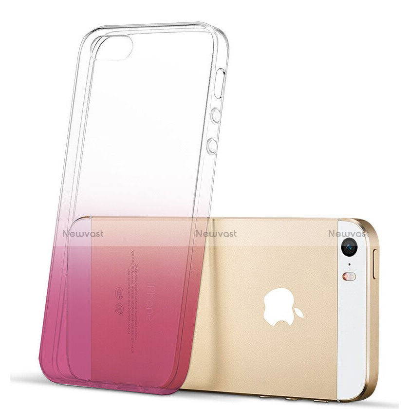 Ultra-thin Transparent Gradient Soft Cover for Apple iPhone SE Pink