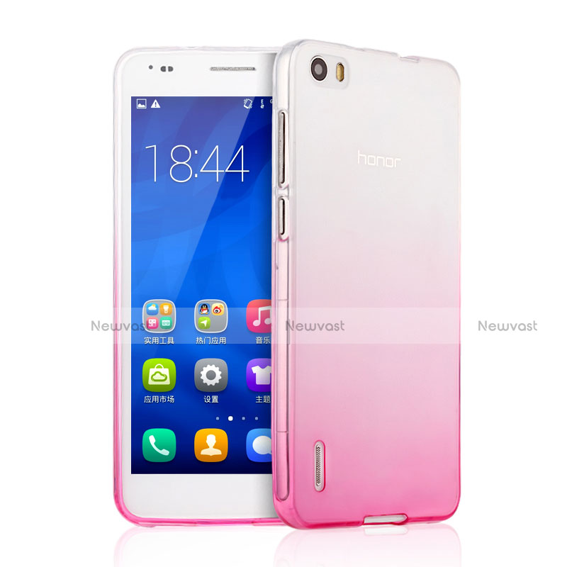 Ultra-thin Transparent Gradient Soft Cover for Huawei Honor 6 Pink