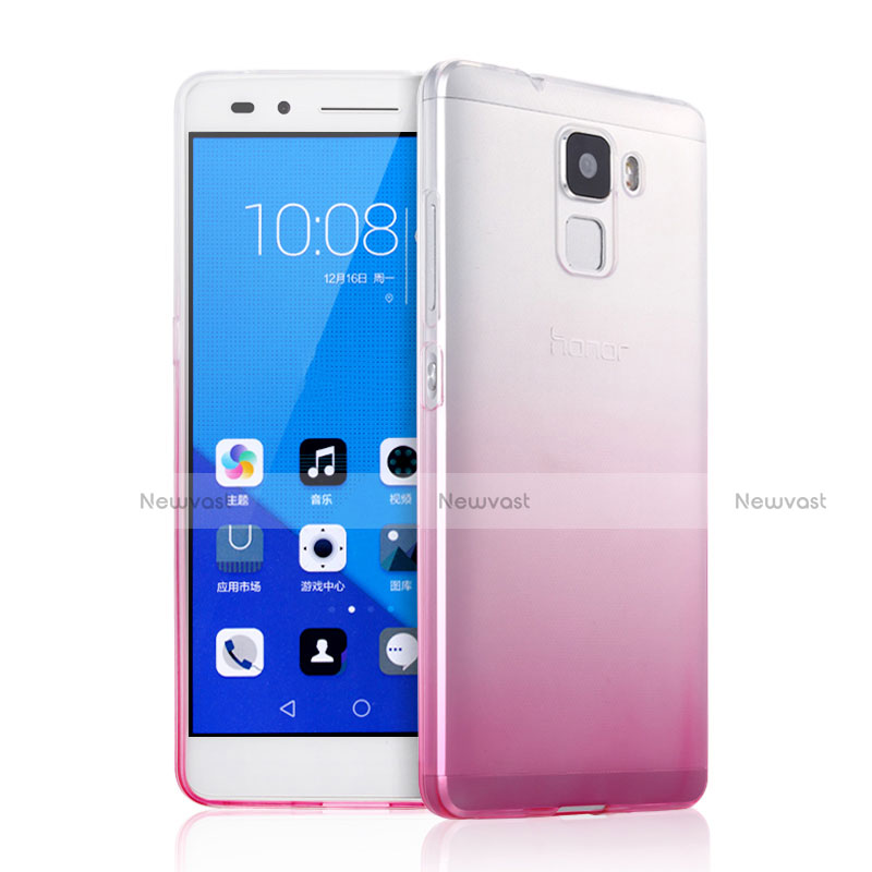 Ultra-thin Transparent Gradient Soft Cover for Huawei Honor 7 Dual SIM Pink