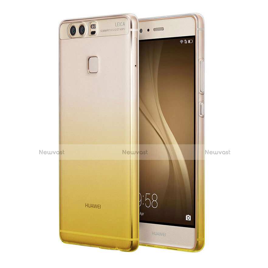 Ultra-thin Transparent Gradient Soft Cover for Huawei P9 Yellow