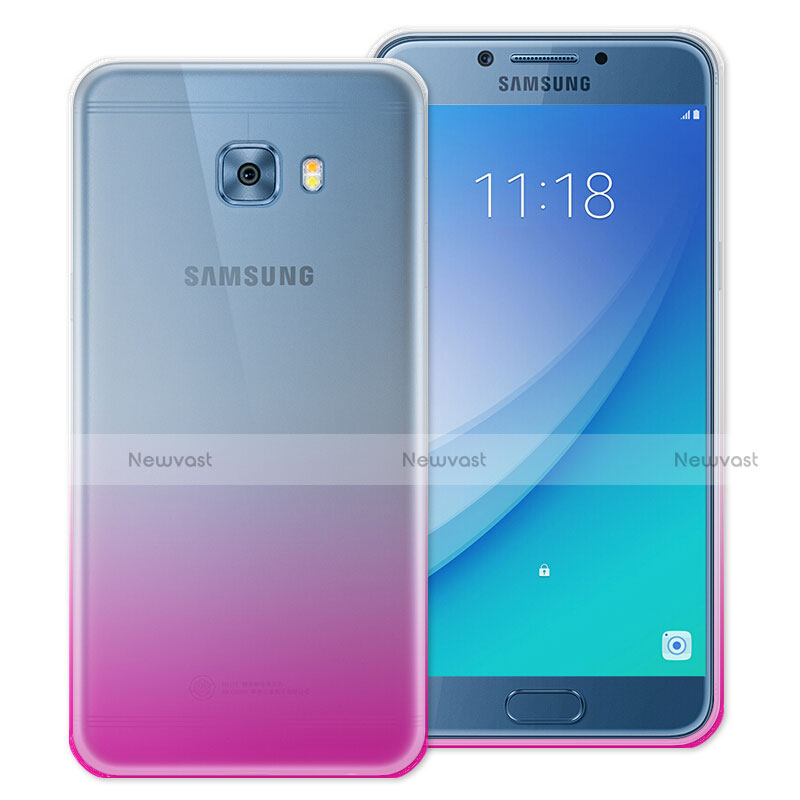 Ultra-thin Transparent Gradient Soft Cover for Samsung Galaxy C5 Pro C5010 Pink