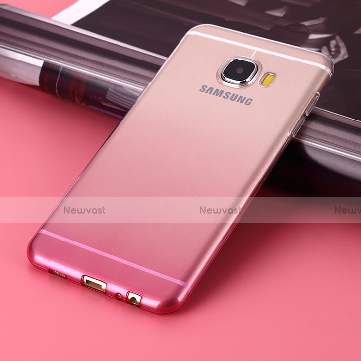 Ultra-thin Transparent Gradient Soft Cover for Samsung Galaxy C7 SM-C7000 Pink