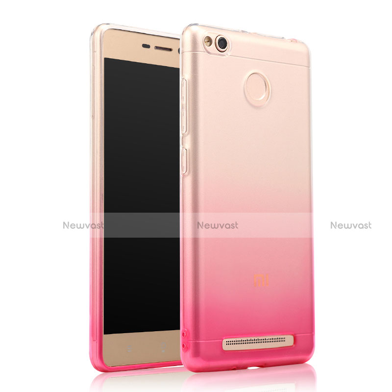 Ultra-thin Transparent Gradient Soft Cover for Xiaomi Redmi 3 High Edition Pink