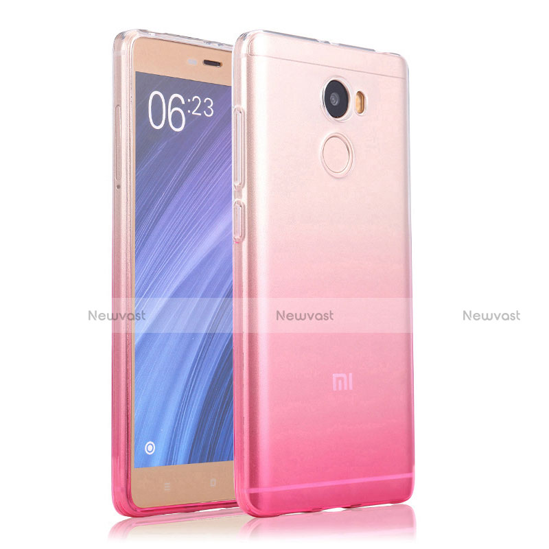 Ultra-thin Transparent Gradient Soft Cover for Xiaomi Redmi 4 Standard Edition Pink