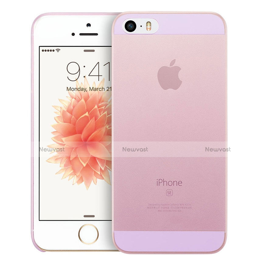 Ultra-thin Transparent Matte Finish Case for Apple iPhone SE Pink