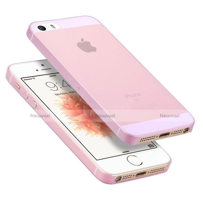 Ultra-thin Transparent Matte Finish Case for Apple iPhone SE Pink