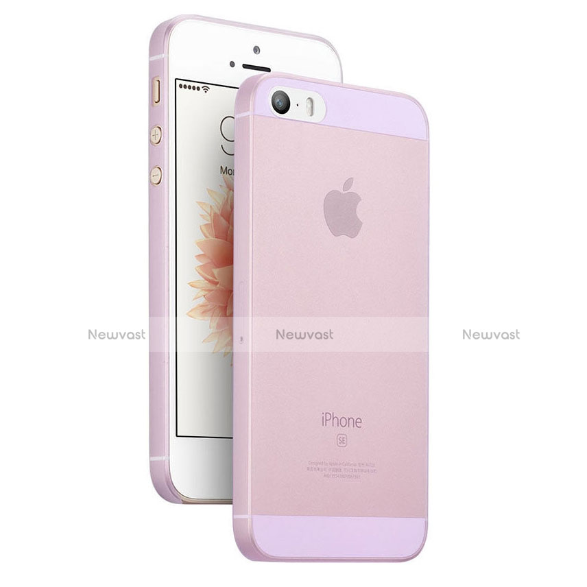 Ultra-thin Transparent Matte Finish Case for Apple iPhone SE Pink