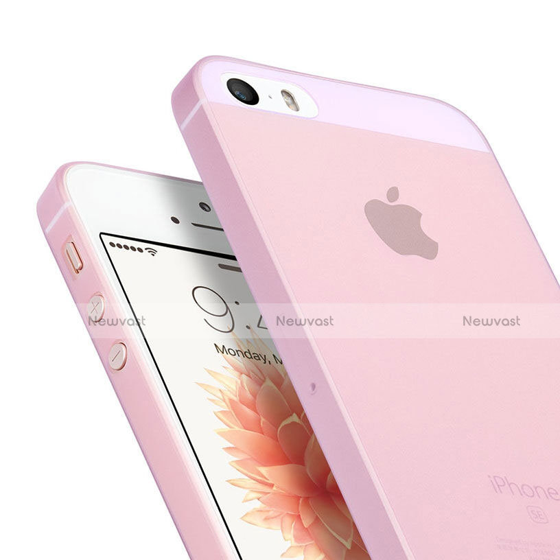 Ultra-thin Transparent Matte Finish Case for Apple iPhone SE Pink