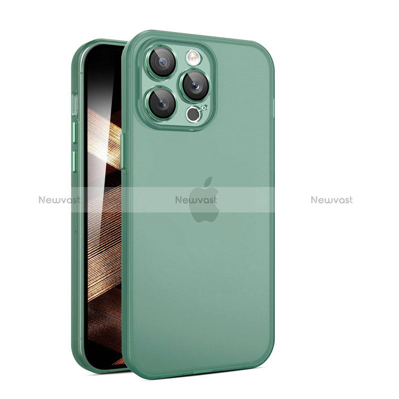 Ultra-thin Transparent Matte Finish Case QC for Apple iPhone 15 Pro Green