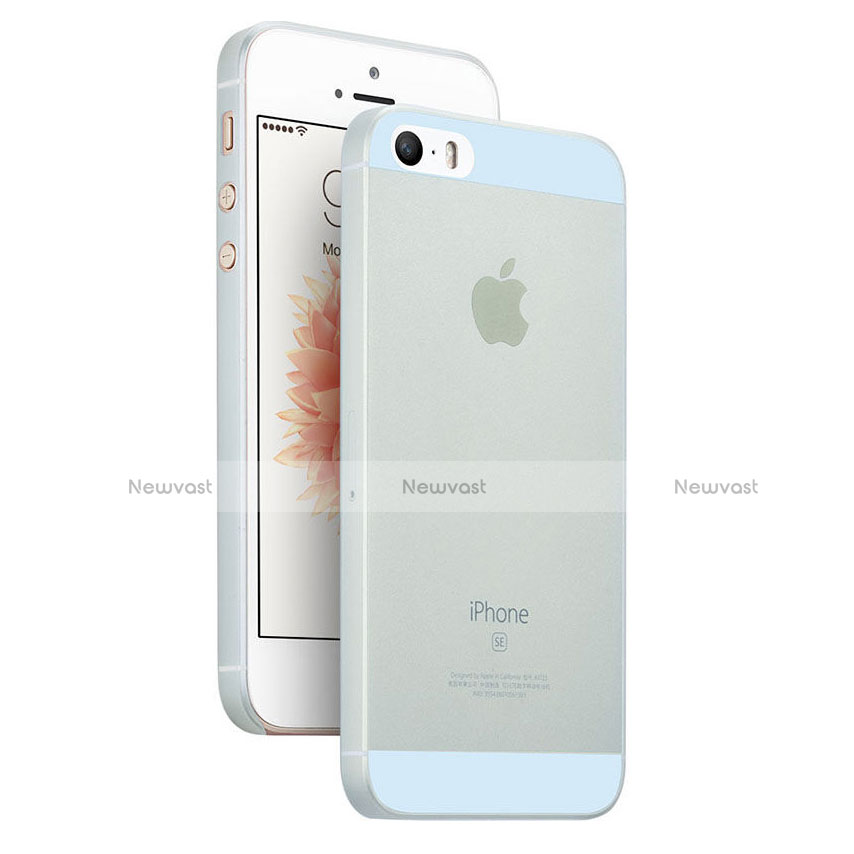 Ultra-thin Transparent Matte Finish Cover for Apple iPhone SE Blue