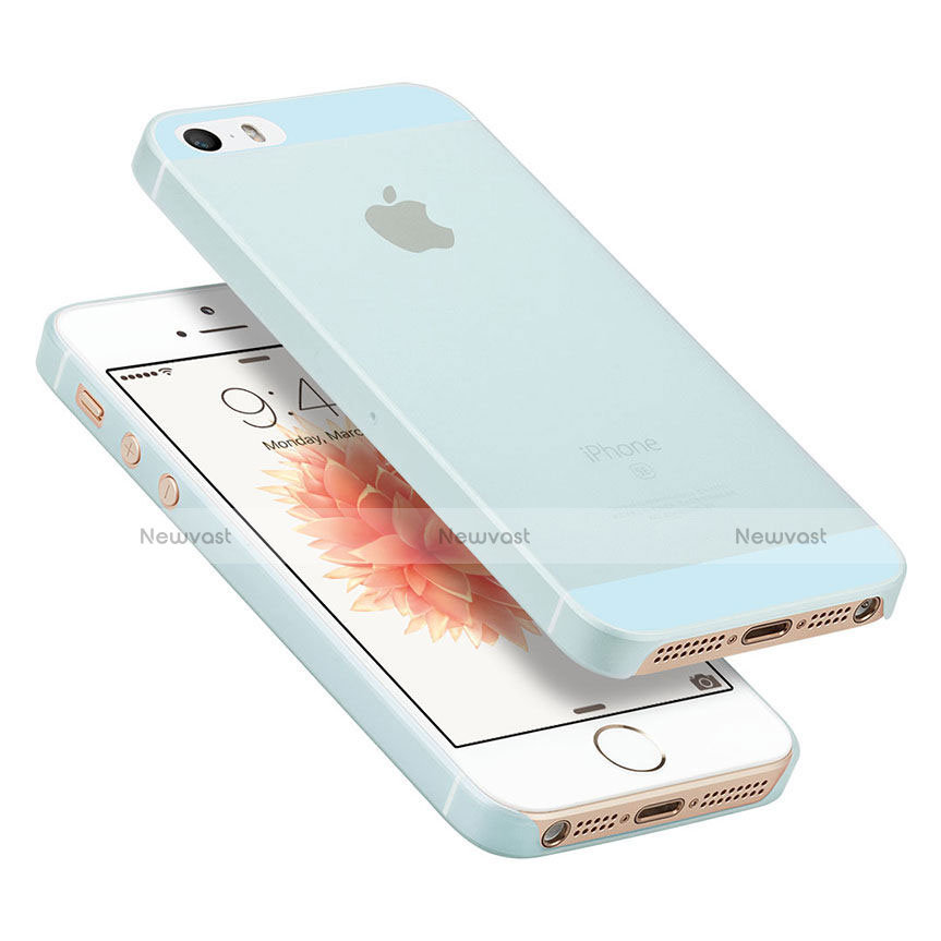 Ultra-thin Transparent Matte Finish Cover for Apple iPhone SE Blue