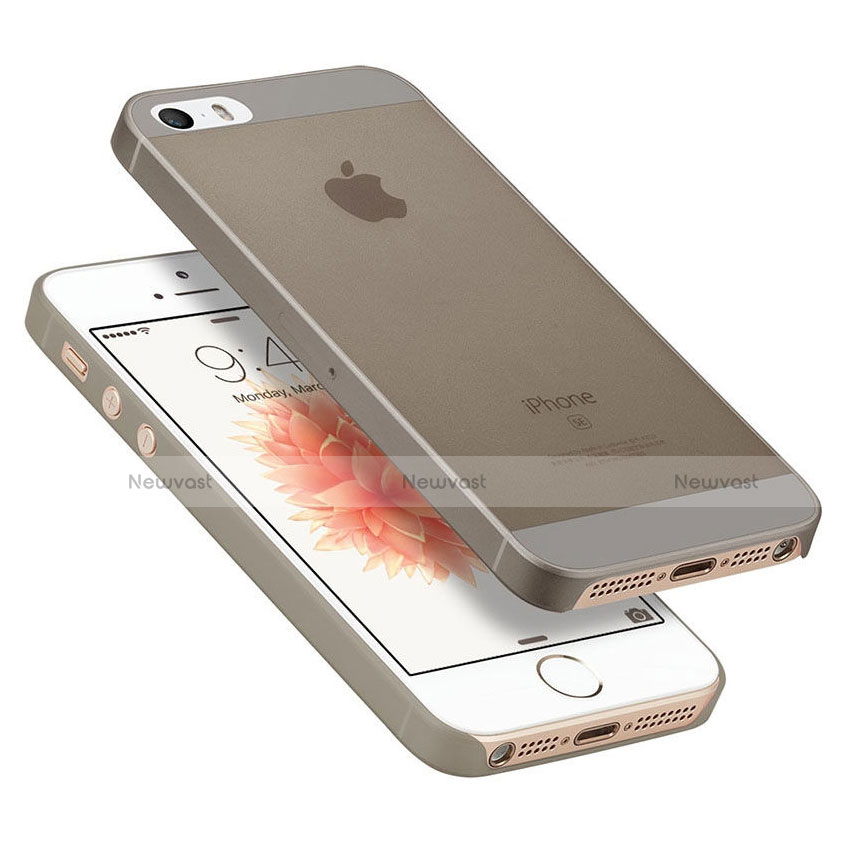 Ultra-thin Transparent Plastic Case for Apple iPhone SE Gray