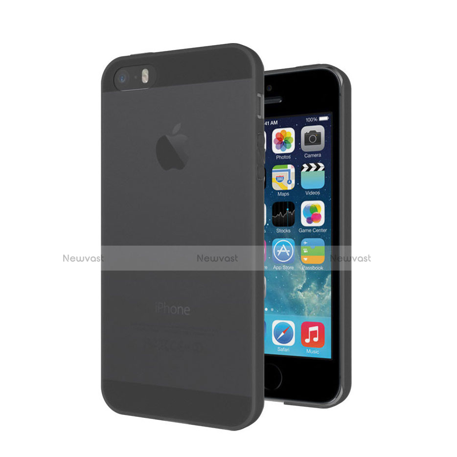 Ultra-thin Transparent Silicone Matte Finish Case for Apple iPhone 5 Dark Gray