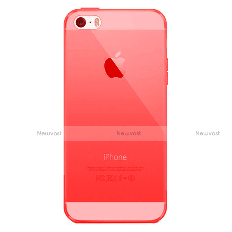 Ultra-thin Transparent Silicone Matte Finish Case for Apple iPhone 5 Red