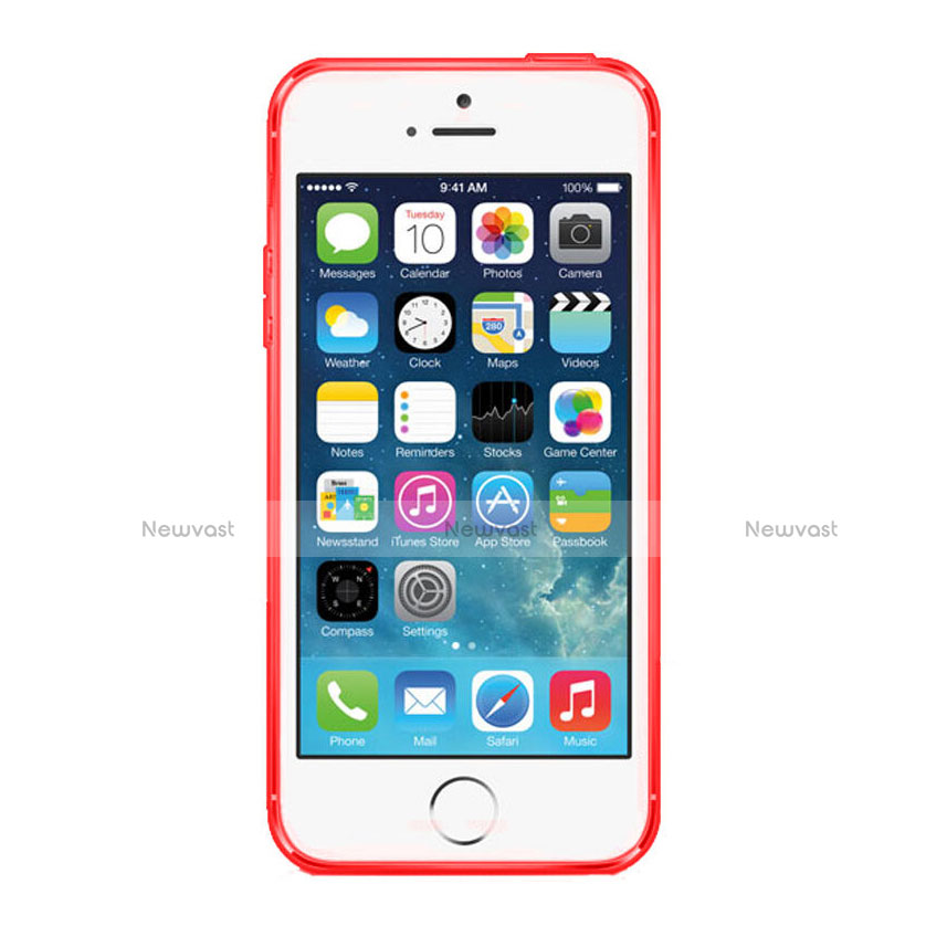 Ultra-thin Transparent Silicone Matte Finish Case for Apple iPhone 5 Red