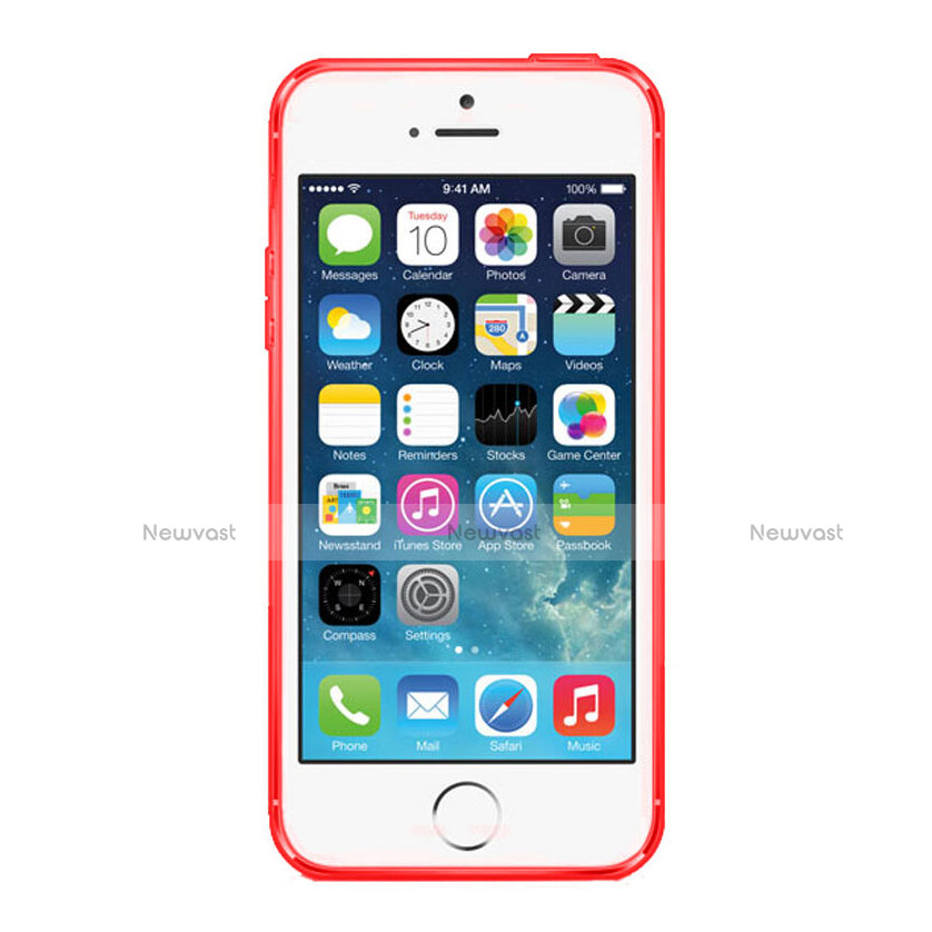 Ultra-thin Transparent Silicone Matte Finish Case for Apple iPhone 5S Red