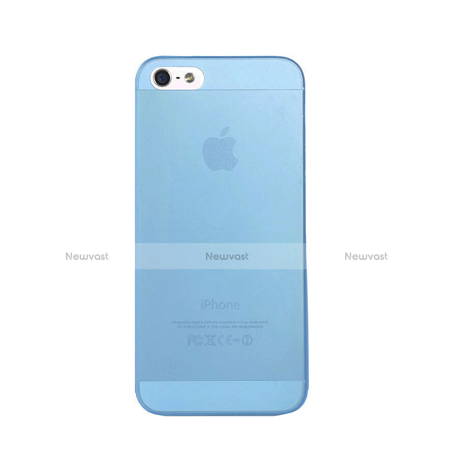 Ultra-thin Transparent Silicone Matte Finish Cover for Apple iPhone 5 Blue