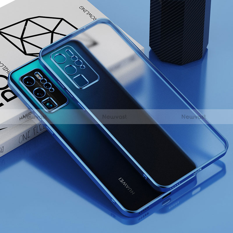 Ultra-thin Transparent TPU Soft Case Cover AN1 for Huawei P40 Pro Blue