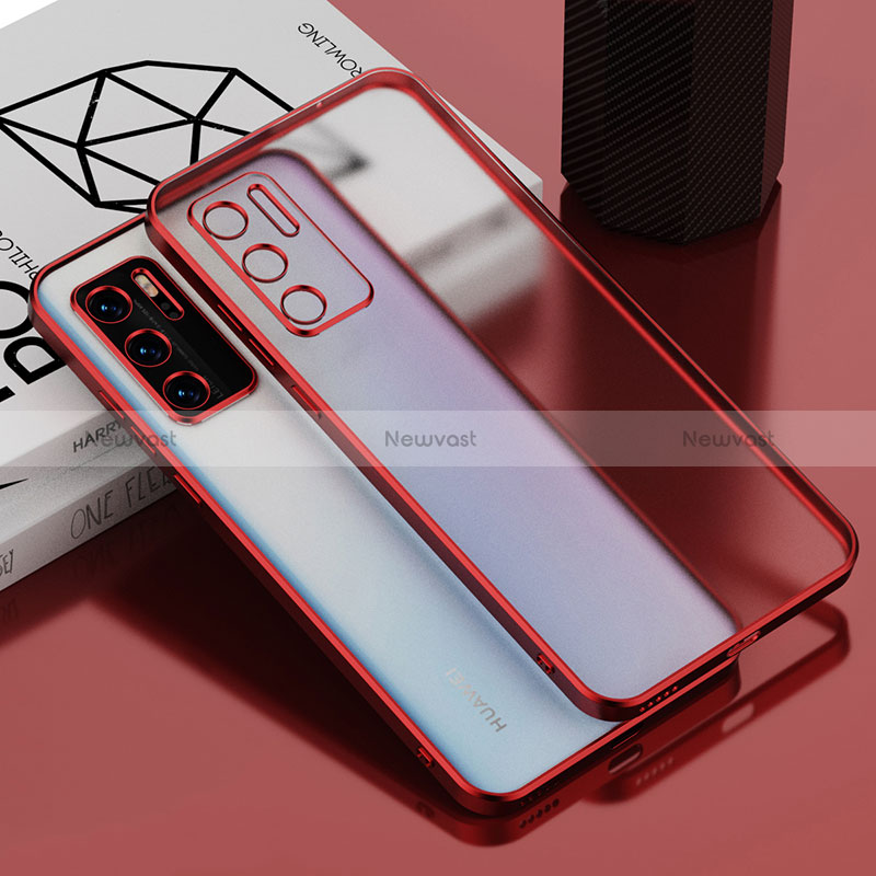 Ultra-thin Transparent TPU Soft Case Cover AN1 for Huawei P40 Red