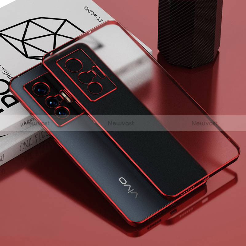 Ultra-thin Transparent TPU Soft Case Cover AN1 for Vivo X70t Red