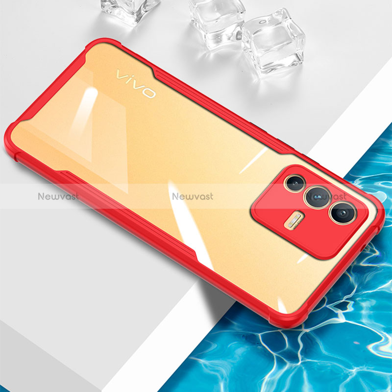 Ultra-thin Transparent TPU Soft Case Cover BH1 for Vivo V23 5G Red