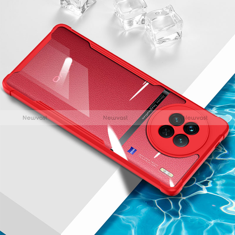 Ultra-thin Transparent TPU Soft Case Cover BH1 for Vivo X90 5G Red