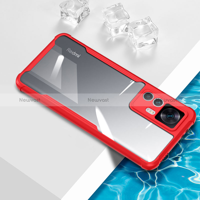 Ultra-thin Transparent TPU Soft Case Cover BH1 for Xiaomi Redmi K50 Ultra 5G Red