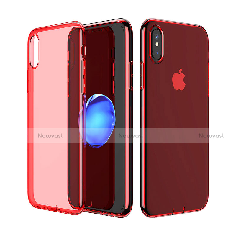 Ultra-thin Transparent TPU Soft Case Cover for Apple iPhone Xs Red