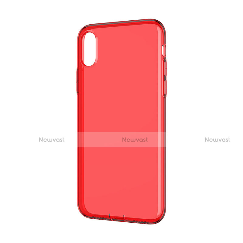 Ultra-thin Transparent TPU Soft Case Cover for Apple iPhone Xs Red