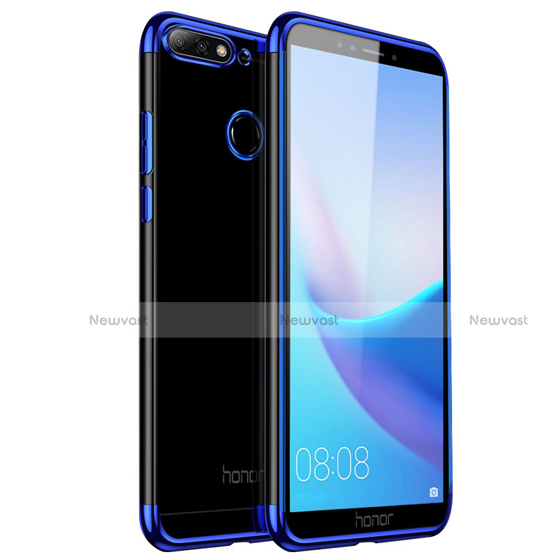 Ultra-thin Transparent TPU Soft Case Cover for Huawei Y6 (2018) Blue