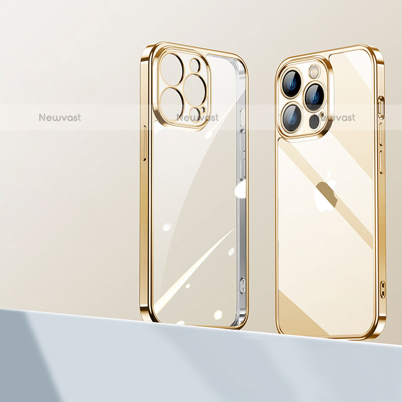 Ultra-thin Transparent TPU Soft Case Cover H01 for Apple iPhone 16 Pro Max Gold