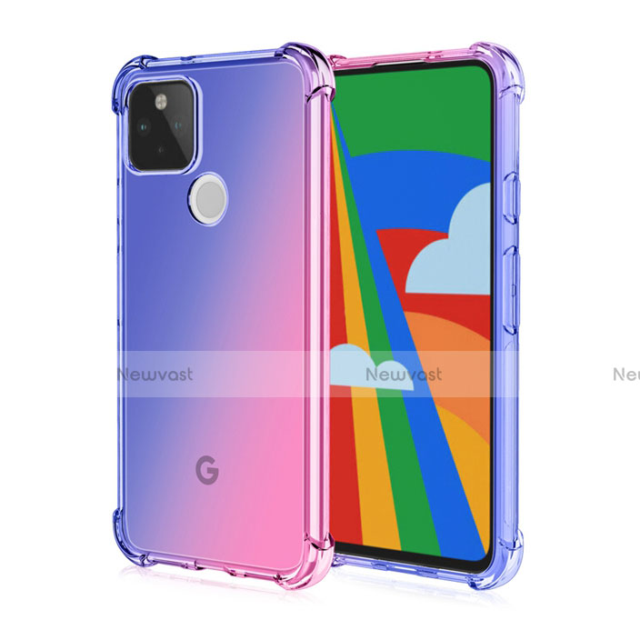 Ultra-thin Transparent TPU Soft Case Cover H01 for Google Pixel 5 Blue