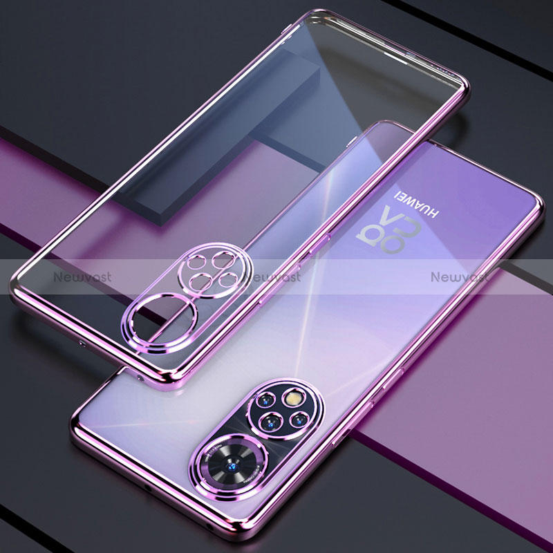 Ultra-thin Transparent TPU Soft Case Cover H01 for Huawei Honor 50 5G Purple