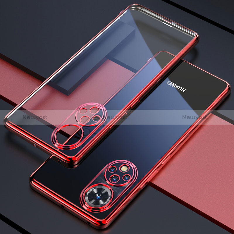 Ultra-thin Transparent TPU Soft Case Cover H01 for Huawei Honor 50 5G Red