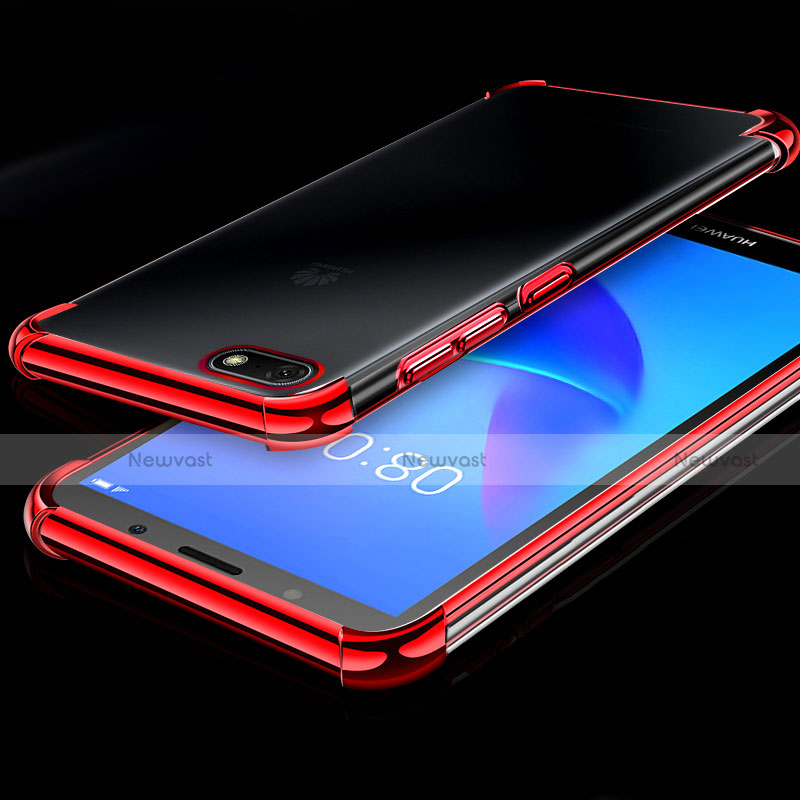 Ultra-thin Transparent TPU Soft Case Cover H01 for Huawei Honor 7S Red