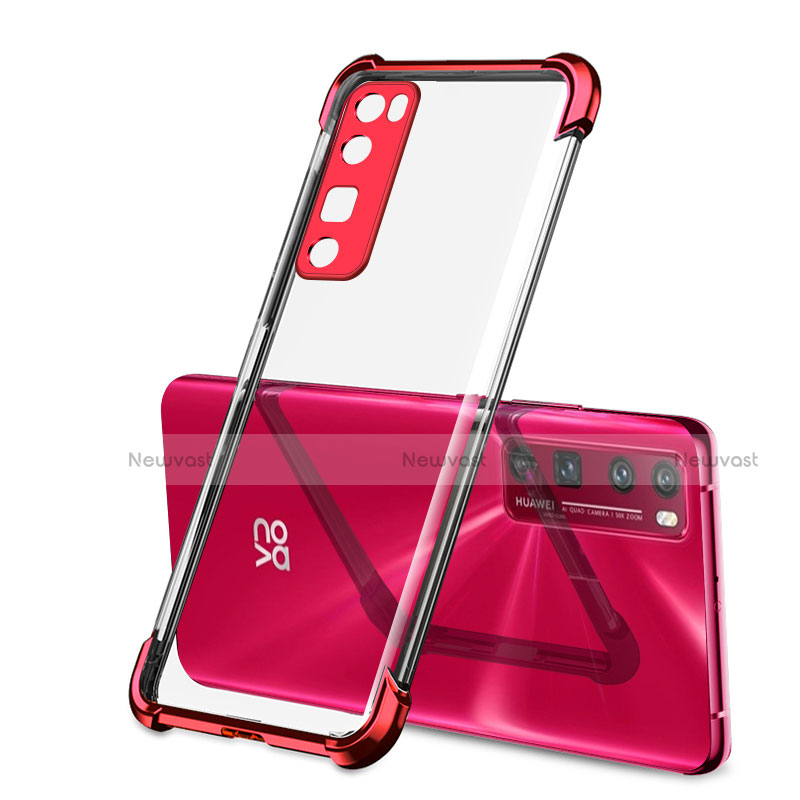 Ultra-thin Transparent TPU Soft Case Cover H01 for Huawei Nova 7 Pro 5G Red