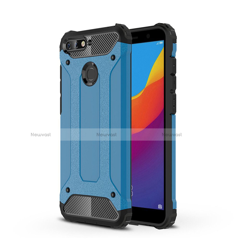 Ultra-thin Transparent TPU Soft Case Cover H01 for Huawei Y6 (2018) Blue