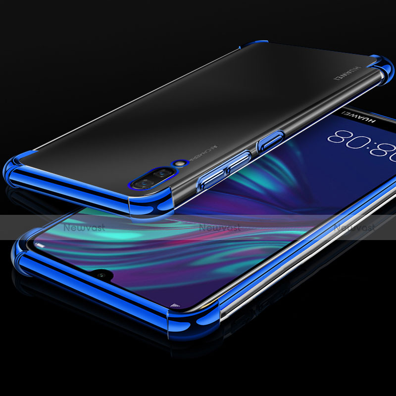 Ultra-thin Transparent TPU Soft Case Cover H01 for Huawei Y7 (2019) Blue