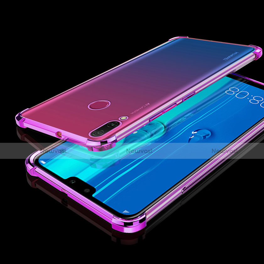 Ultra-thin Transparent TPU Soft Case Cover H01 for Huawei Y9 (2019) Purple