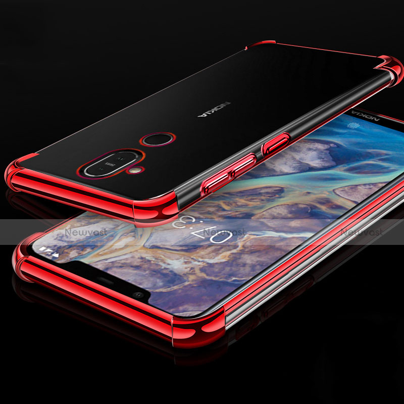 Ultra-thin Transparent TPU Soft Case Cover H01 for Nokia 7.1 Plus Red