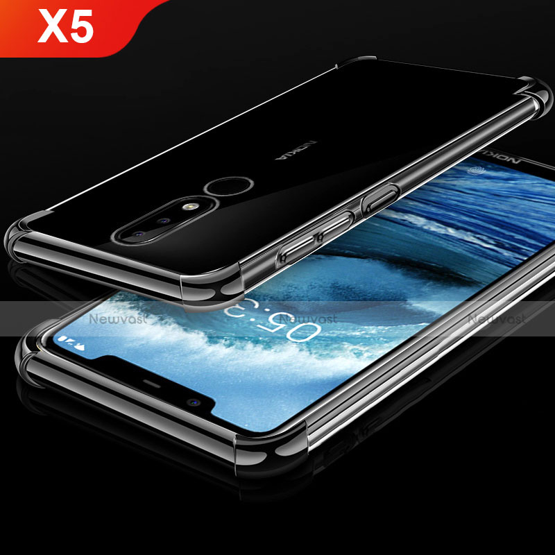 Ultra-thin Transparent TPU Soft Case Cover H01 for Nokia X5 Black