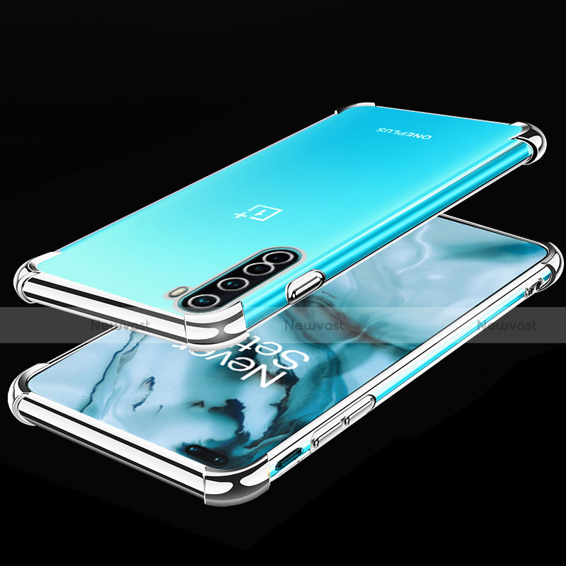 Ultra-thin Transparent TPU Soft Case Cover H01 for OnePlus Nord Silver