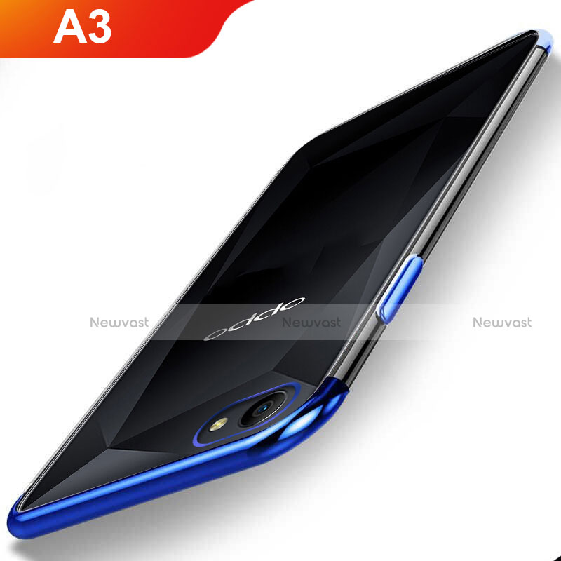 Ultra-thin Transparent TPU Soft Case Cover H01 for Oppo A3 Blue